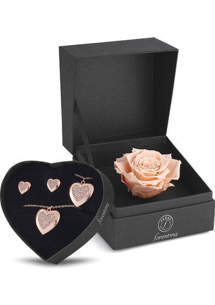 Rose Kalpli Takı Seti Rose Solmayan Gül Hediye Set PS2602