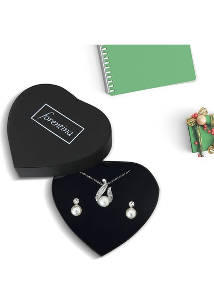 Inci Modeli Kolye Küpe - Kırmızı Solmayan Gül Hediye Set PS2538 indirimleri