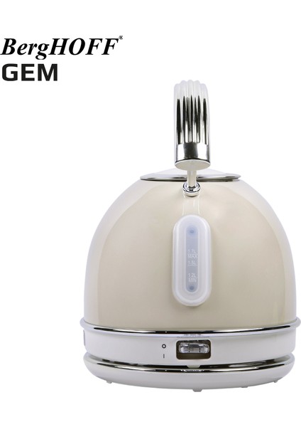 Gem Retro Yuvarlak Su Isıtıcısı Kettle ve Retro Krem Rengi 2 Dilim Ekmek Kızartma Makinesi Seti