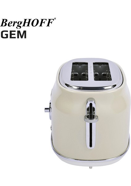Gem Retro Yuvarlak Su Isıtıcısı Kettle ve Retro Krem Rengi 2 Dilim Ekmek Kızartma Makinesi Seti