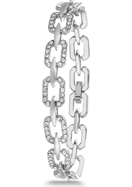 Bayan Gri Metal Kol Saati Taşlı Bileklik Hediye Set PS3567 indirimleri