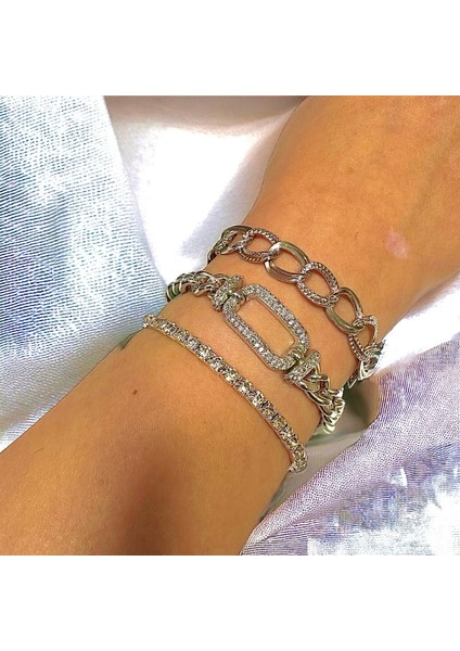 Gümüş Kaplama 3lü Bileklik Kombin PS3386