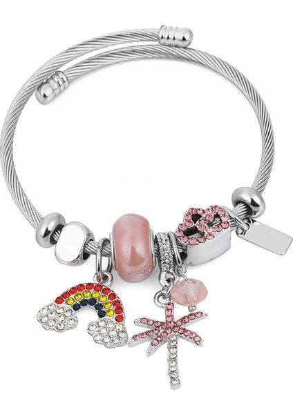 Gökkuşağı Figürlü Charm Bileklik-Özel Pembe Kutusunda Hediye Set PS3480 fiyatları