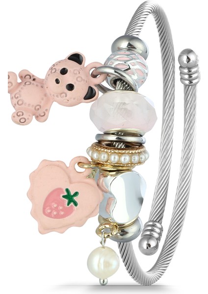 Ayıcık Figürlü Charm Bileklik-Özel Pembe Kutusunda Hediye Set PS3475 fırsatları