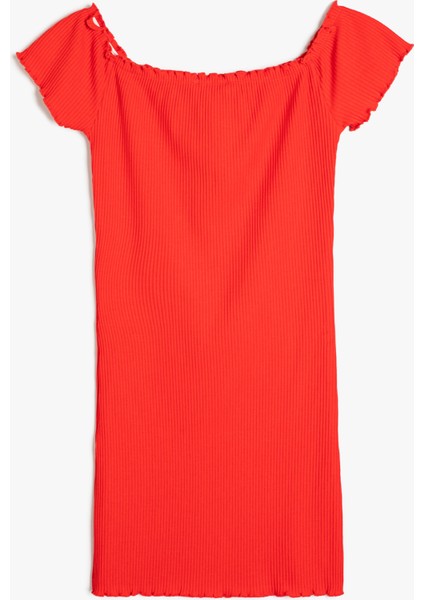 Elbise Kısa Kollu Kare Yaka Ribanalı Pamuklu fiyatları