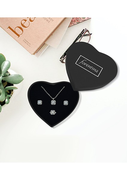 Tektaş Kolye Küpe Yüzük - Kırmızı Solmayan Gül Hediye Set PS2537 fırsatları