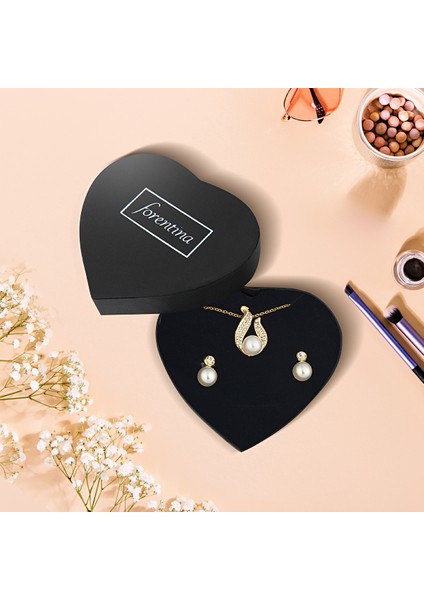 Inci Modeli Kolye Küpe - Beyaz Solmayan Gül Hediye Set PS2539 fırsatları