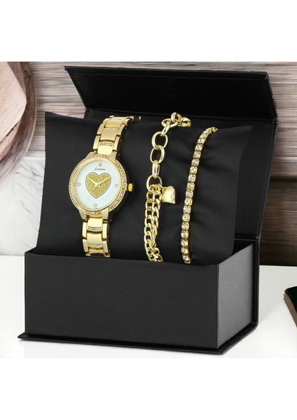 Gold Kalpli Bayan Kol Saati Kalpli Bileklik Kombin Set PS3502 fiyatları