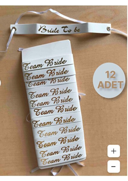 Bekarlığa Veda Partisi - Bride To Be Bileklik - Team Bride Bileklik - Metalize Altın Yazılı 12 Adet