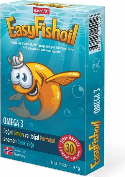 EasyFishoil Omega  Balık Yağı 30 Adet Çiğnenebilir Jel Tablet