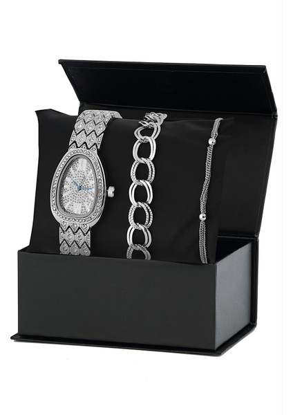 Bayan Beyaz Kol Saati Bileklik Kombin Set PS2620