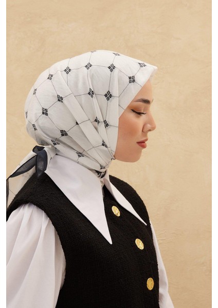 Olinda Eşarp - Beyaz Siyah