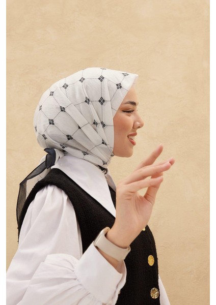 Olinda Eşarp - Beyaz Siyah