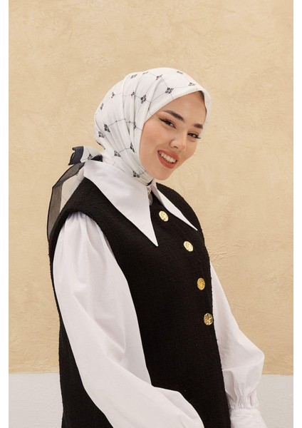 Olinda Eşarp - Beyaz Siyah