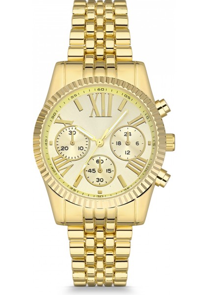 Gold Bayan Kol Saati 3lü Zincir Bileklik Kombin Set PS3504 fiyatları