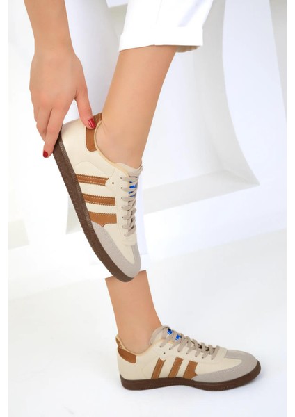 Kadın Siyah / Beyaz Spor Sneaker Bağcıklı Günlük Rahat Taban Ayakkabı