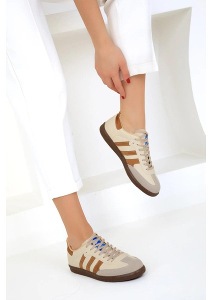 Kadın Siyah / Beyaz Spor Sneaker Bağcıklı Günlük Rahat Taban Ayakkabı