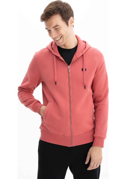 Erkek Regular Fit 3 İplik Şardonlu Tam Fermuar Kapüşonlu Cepli Sweatshirt K26324649801 indirimleri