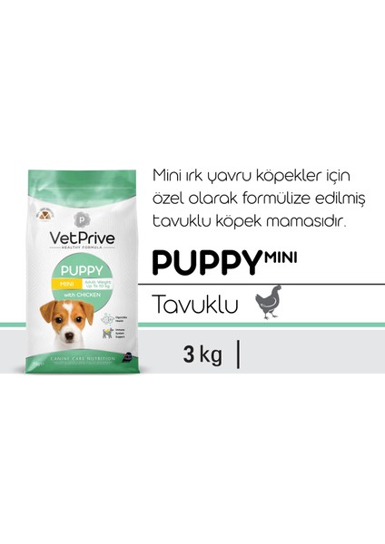 Vet Prive Mini ve Küçük Irk Yavru Köpek Maması Tavuklu 3 kg