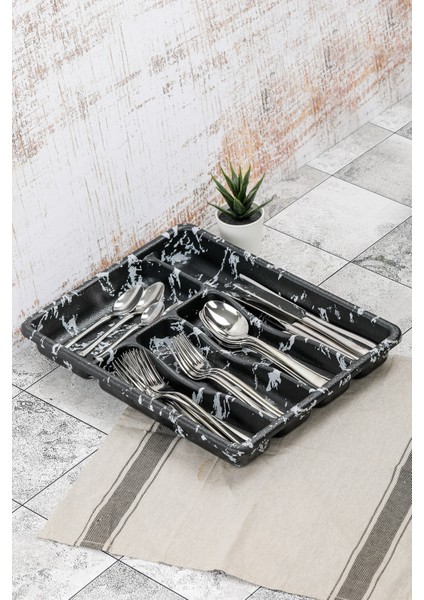 Bölmeli Kaşıklık Çekmecelik Ankastre Siyah Mermer Desenli modelleri