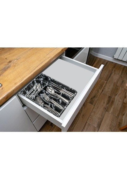 Bölmeli Kaşıklık Çekmecelik Ankastre Siyah Mermer Desenli fırsatları