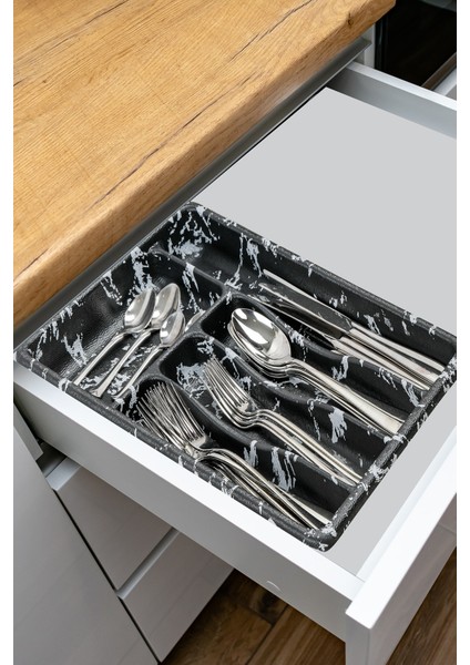 Bölmeli Kaşıklık Çekmecelik Ankastre Siyah Mermer Desenli indirimleri