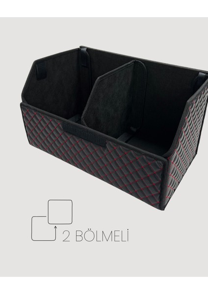 Araç Bagaj Çantası Siyah Kırmızı Dikişli Bagaj Düzenleyici 50CM Organizer