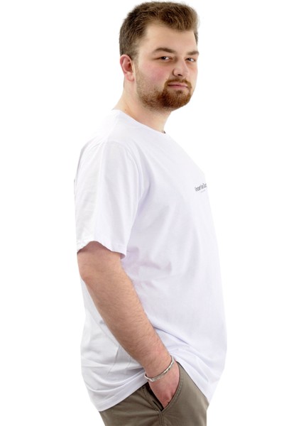 Büyük Beden Baskılı Erkek T-Shirt Bisiklet Yaka Van Gogh U24040 Beyaz modelleri