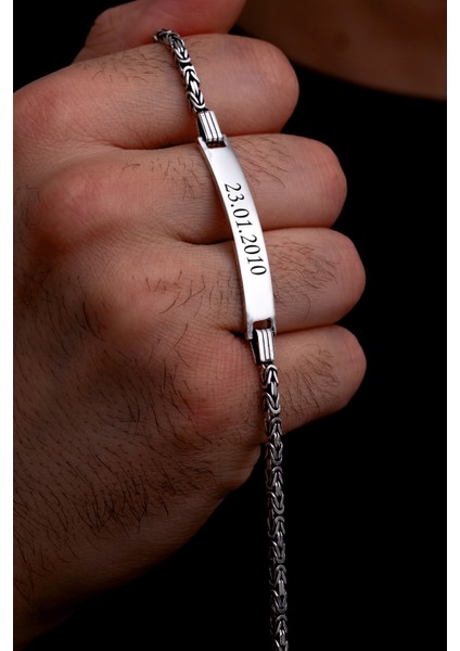 Erkek Gümüş Bileklik - 2.8 mm Isim Yazılabilir Kral Zincir Gümüş Bileklik fiyatları