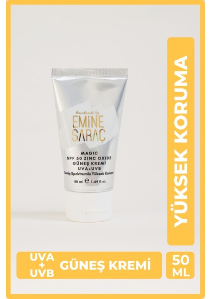 EMİNE SARAÇ Magic Spf 50 Geniş Spektrumlu Yüksek Koruma Zinc Oxide Güneş Kremi 50 ml