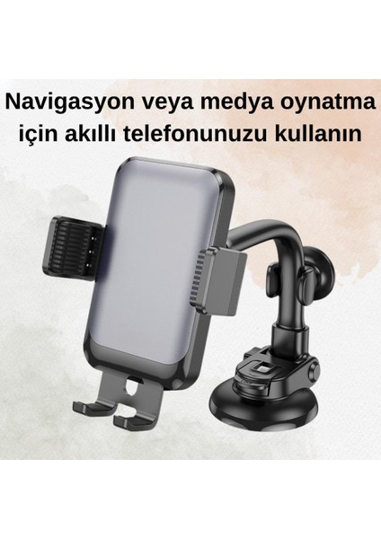 Vakumlu Torpido Üstü ve Cam Için Telefon Tutucu, Akrobatik Süper Vantuzlu Universal Tutucu