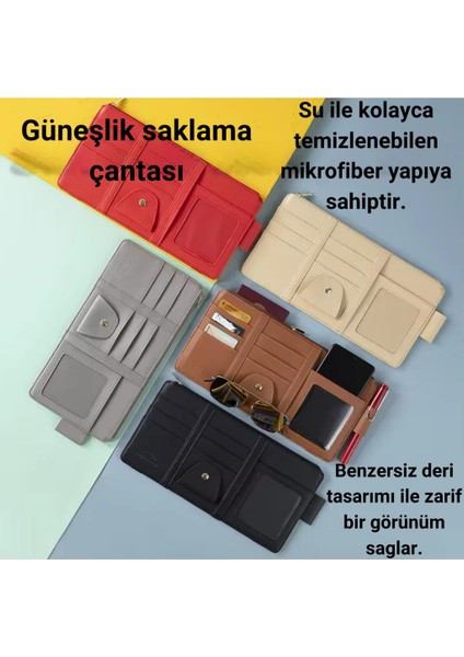 Organizer Güneşlik Araç Cüzdanı, Telefon Tutucu, Gözlük, Kartlık, Kimlik, Para, Kalem Tutucu fırsatları