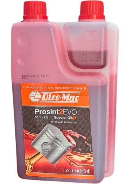 Prosint 2 Evo Oleomac 2t Ölçekli Motor Yağı 1 Lt Kırmızı