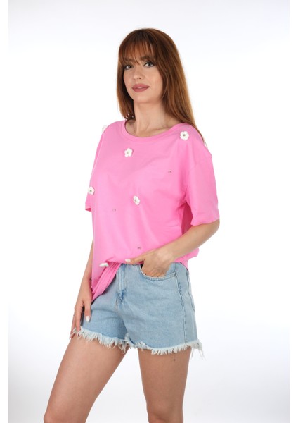 Pembe Papatyalı T-Shirt