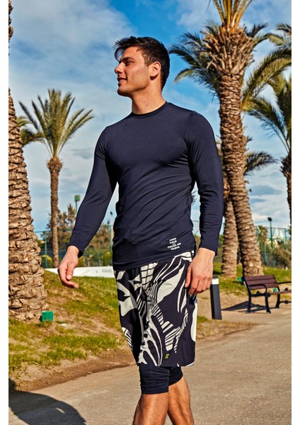 Lacivert Taqva Erkek Yüzme Tişört T2402