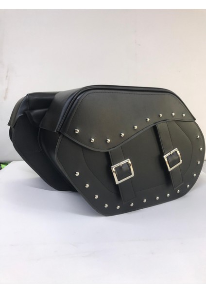 Motosiklet Chopper Deri Heybe Yan Çanta Takımı