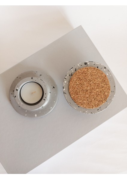 Terrazzo 2'li Beton Tealıght Mumluk