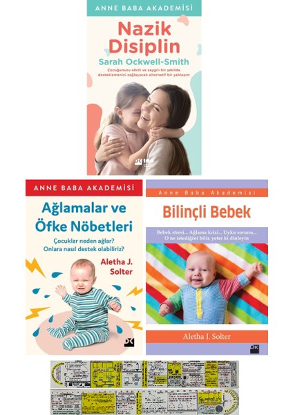 Nazik Disiplin + Ağlamalar ve Öfke Nöbetleri + Bilinçli Bebek 3 Set + Cetvel