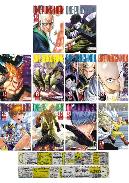 One-Punch Man 16-17-18-19-20-21-22-23-24-25. Ciltler Manga Seti + Matematik Öğreten Cetvel