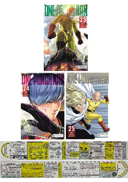 One-Punch Man 23 - One-Punch Man 24 - One-Punch Man 25 + Matematik Öğreten Cetvel