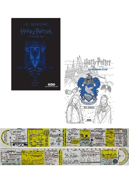 Harry Potter Felsefe Taşı + Boyama Kitabı Ravenclaw 2'li Set + Matematik Cetvel