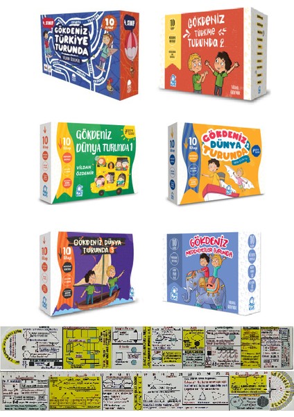 Gökdeniz Türkiye + Dünya + Medeniyetler Turunda 6 Set 60 Kitap Birarada + Matematik Öğreten Cetvel