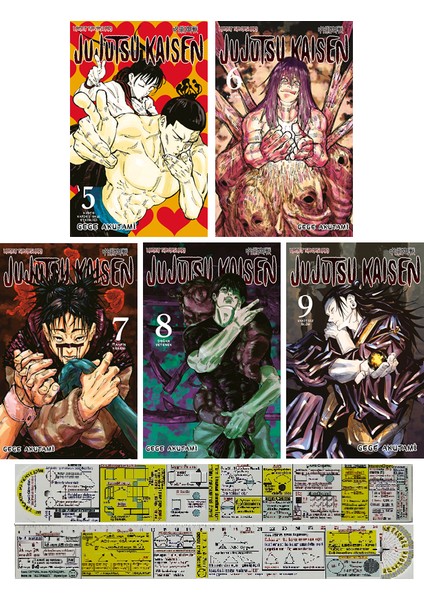 Jujutsu Kaisen 5-6-7-8-9. Ciltler Manga Seti + Matematik Öğreten Cetvel