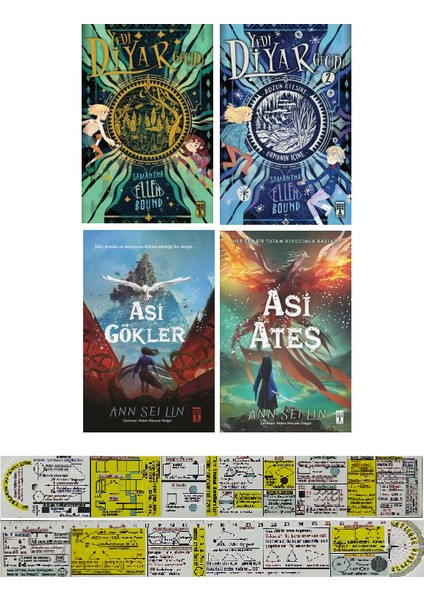 Yedi Diyar Geçidi 1-2 + Asi Gökler + Asi Ateş 4 Kitap Set + Matematik Öğreten Cetvel