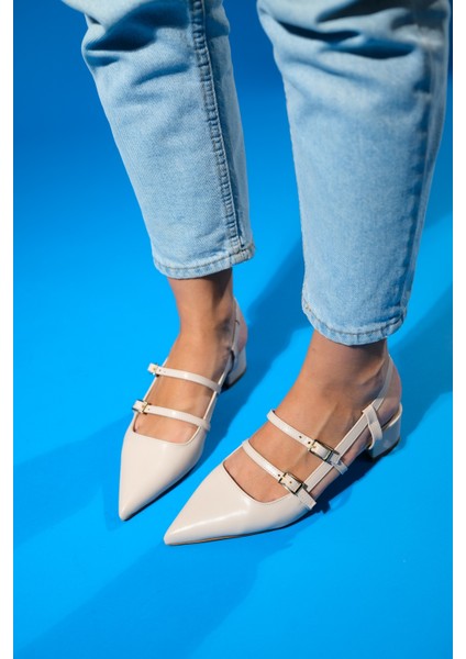 Cenova Bej Cilt Kadın Topuklu Sandalet indirimleri