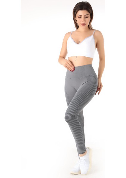 Gym Yüksek Bel Seamless Desenli Tayt