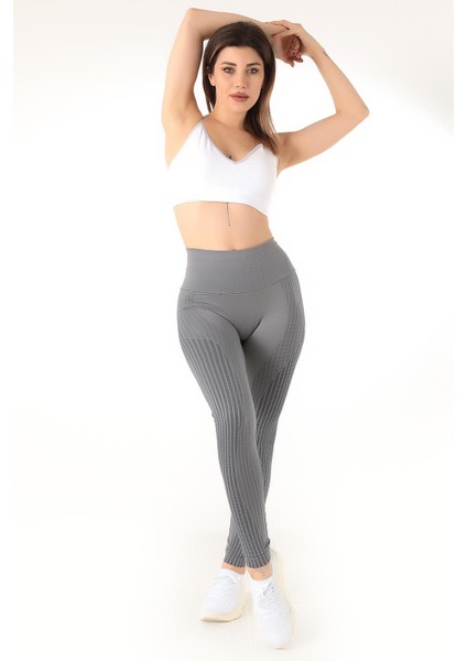 Gym Yüksek Bel Seamless Desenli Tayt