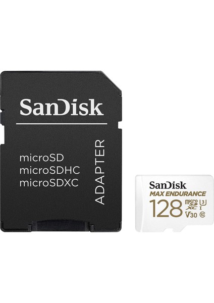 Ev Güvenlik Kameraları ve Araç Kameraları Için Maksimum Dayanıklılık Microsdhc 128GB Sd Adaptör, 60.000 Saate Kadar, Full Hd / 4K Videolar, 100/40 Mb/sn'ye Kadar Okuma/yazma Hızları