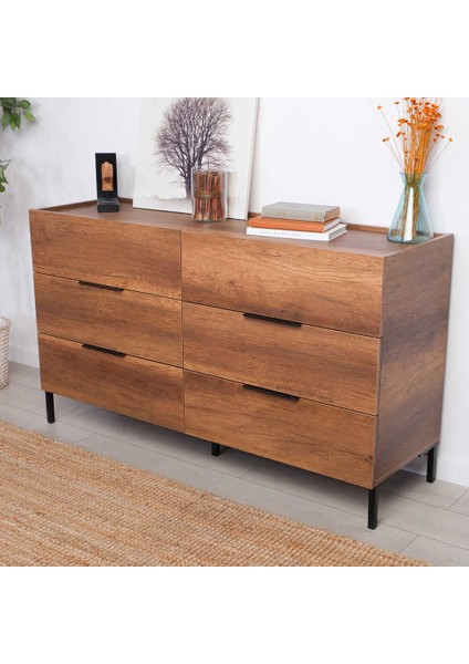 Oryana 6 Çekmeceli Şifonyer-Koyu Ceviz 140X81X44 cm fırsatları