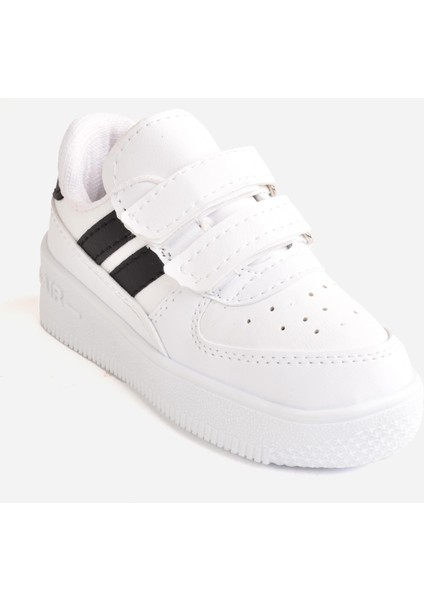 Günlük Unisex Çocuk Şeritli Beyaz Sneaker Cırtlı Hafif Rahat Spor Ayakkabı indirimleri